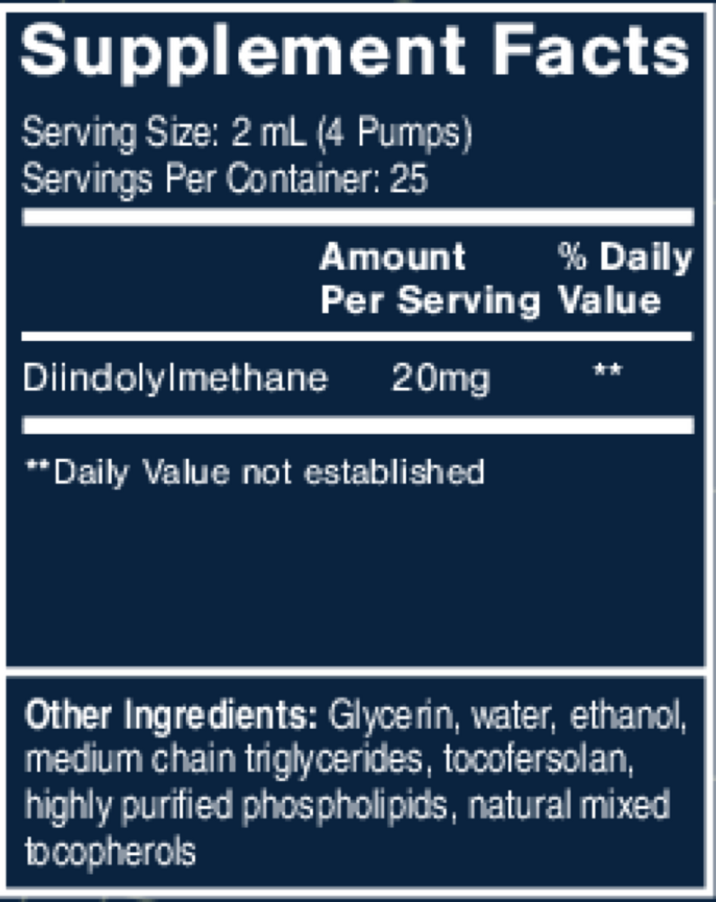 Nanoemulsified DIM Supplement Facts Label