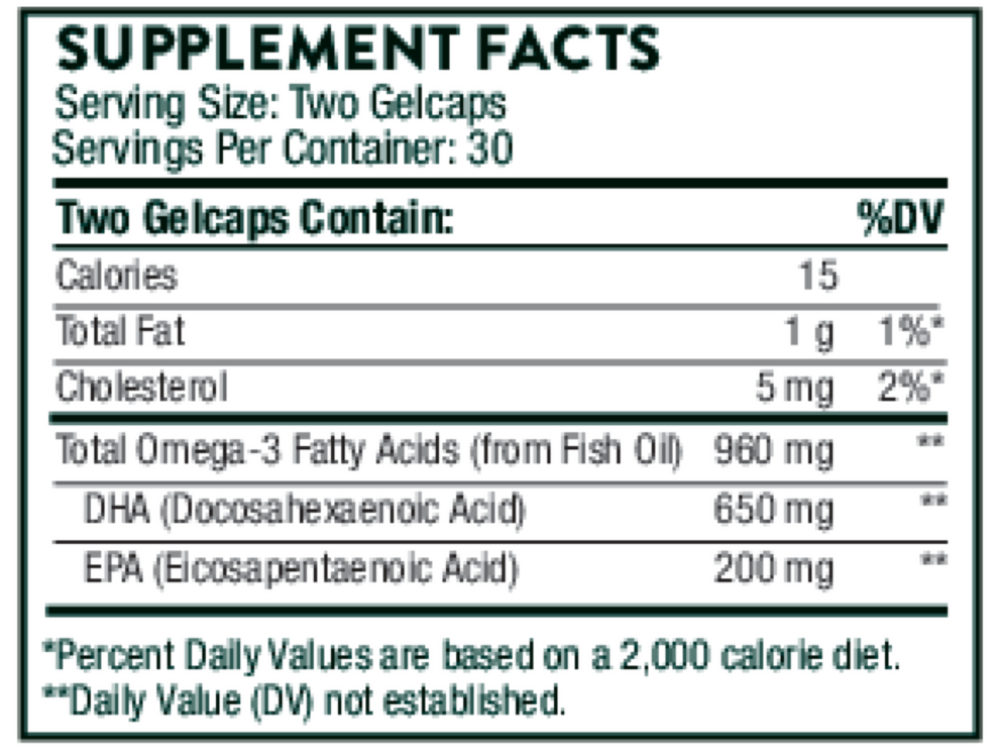 Prenatal DHA Supplement Facts Label