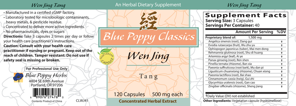 Wen Jing Tang Supplement Facts Label