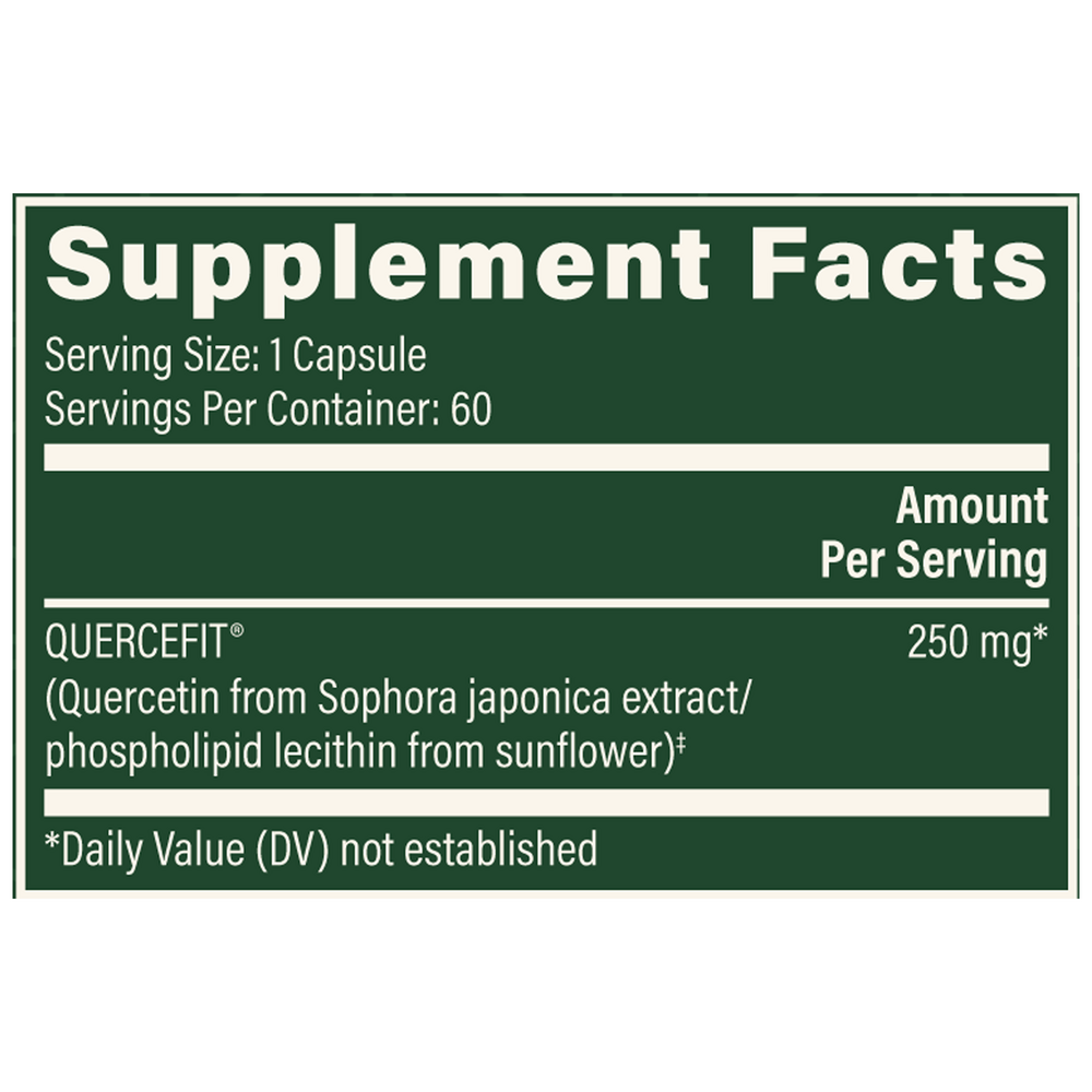 Plant-Based Quercetin Supplement Facts Label