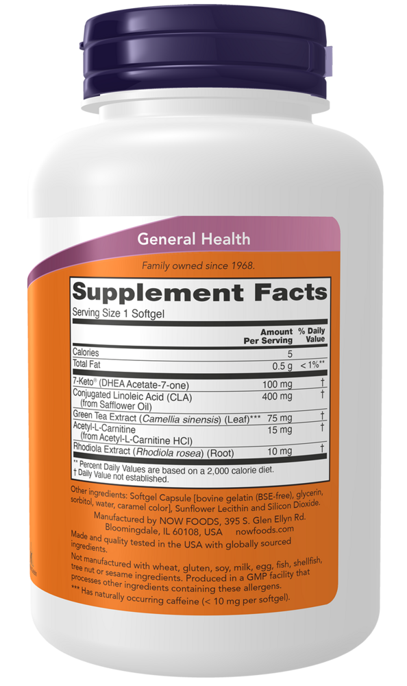 BACKORDER ONLY - 7-KETO LeanGels 100 mg Supplement Facts Label