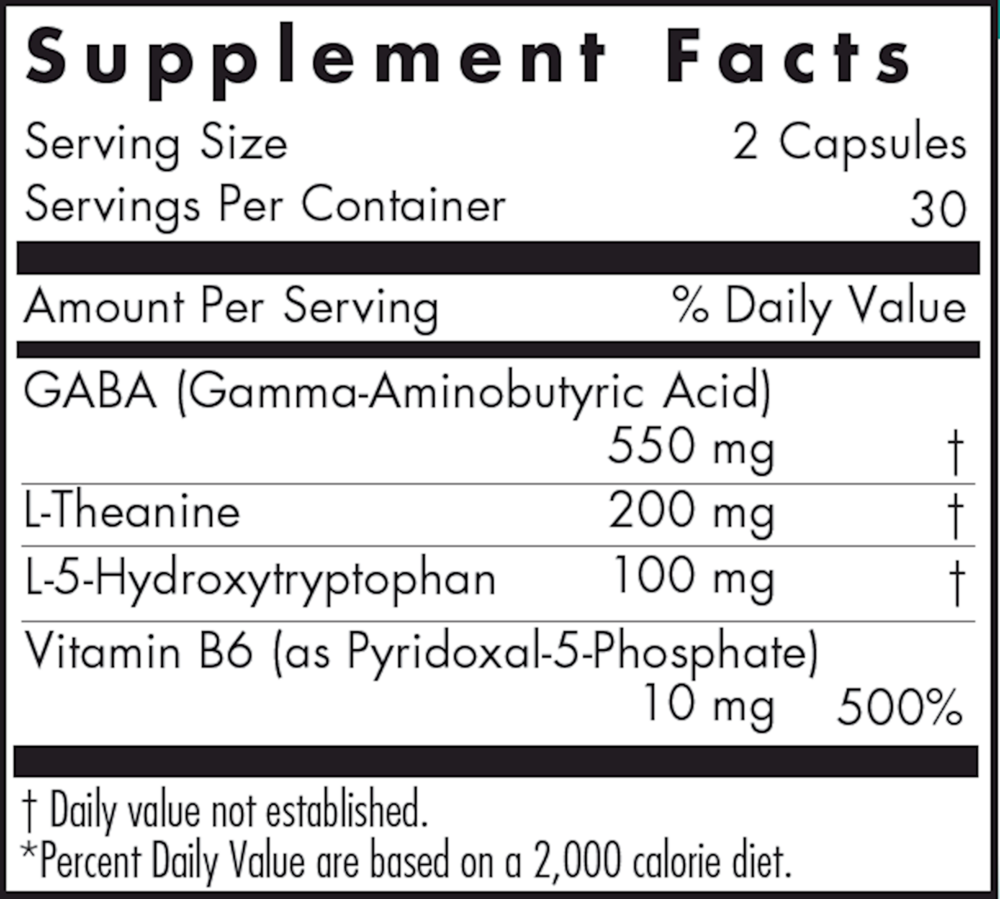 ZenMind Nighttime with P5P and 5-HTP Supplement Facts Label