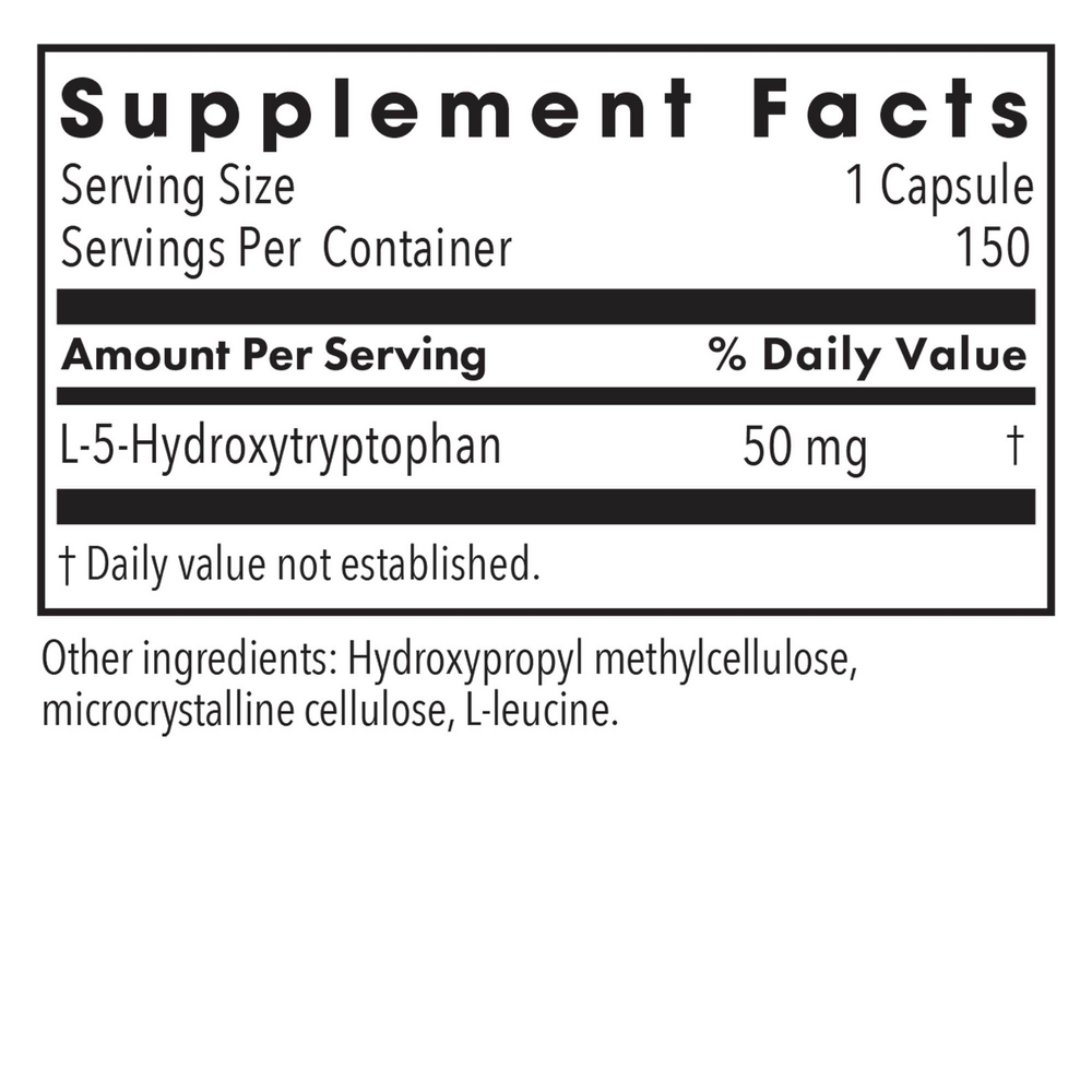 5-HTP 50 mg Supplement Facts Label