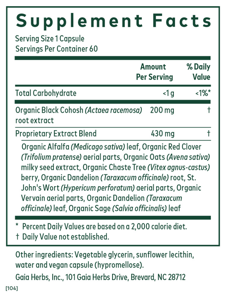 Female Support Formula Phyto-Caps Supplement Facts Label