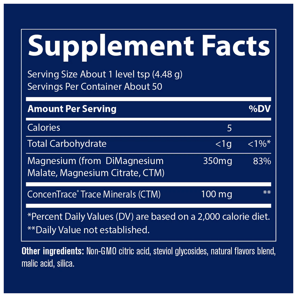 Stress-X Magnesium Rasp-Lemon Supplement Facts Label