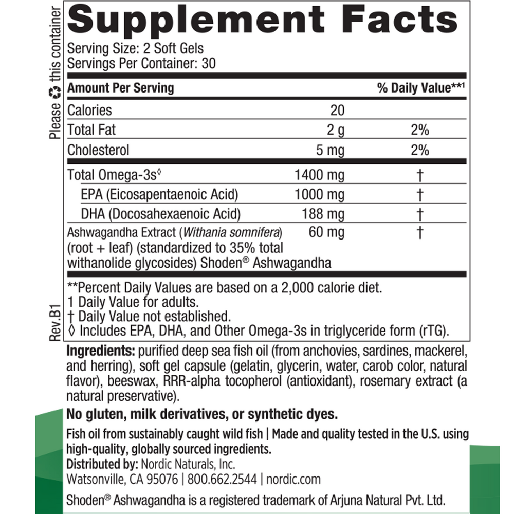 Mood Support Omega Blend Supplement Facts Label