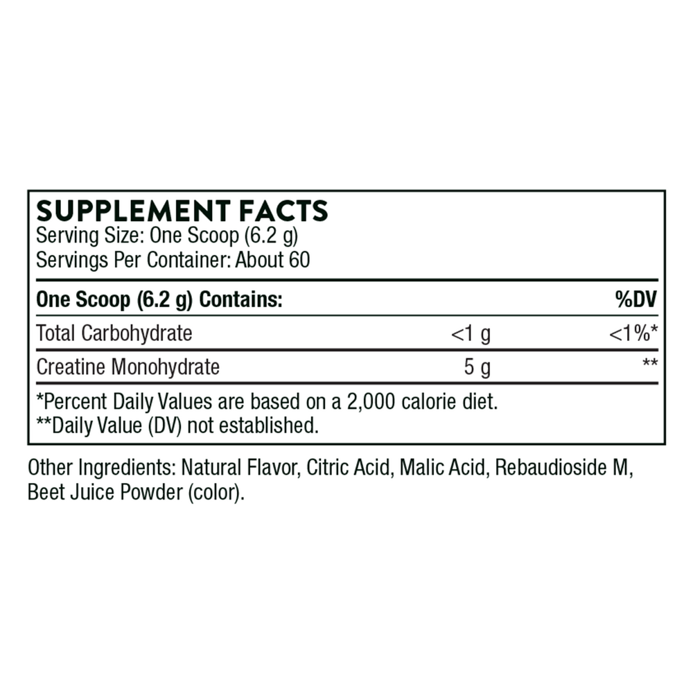 Creatine (Strawberry Flavored) Supplement Facts Label