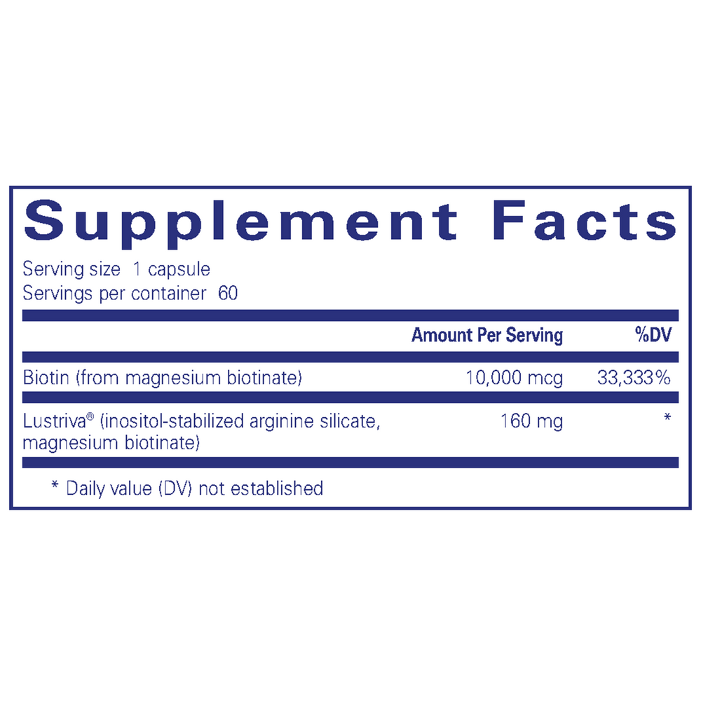 Biotin Complex Hair & Skin Supplement Facts Label
