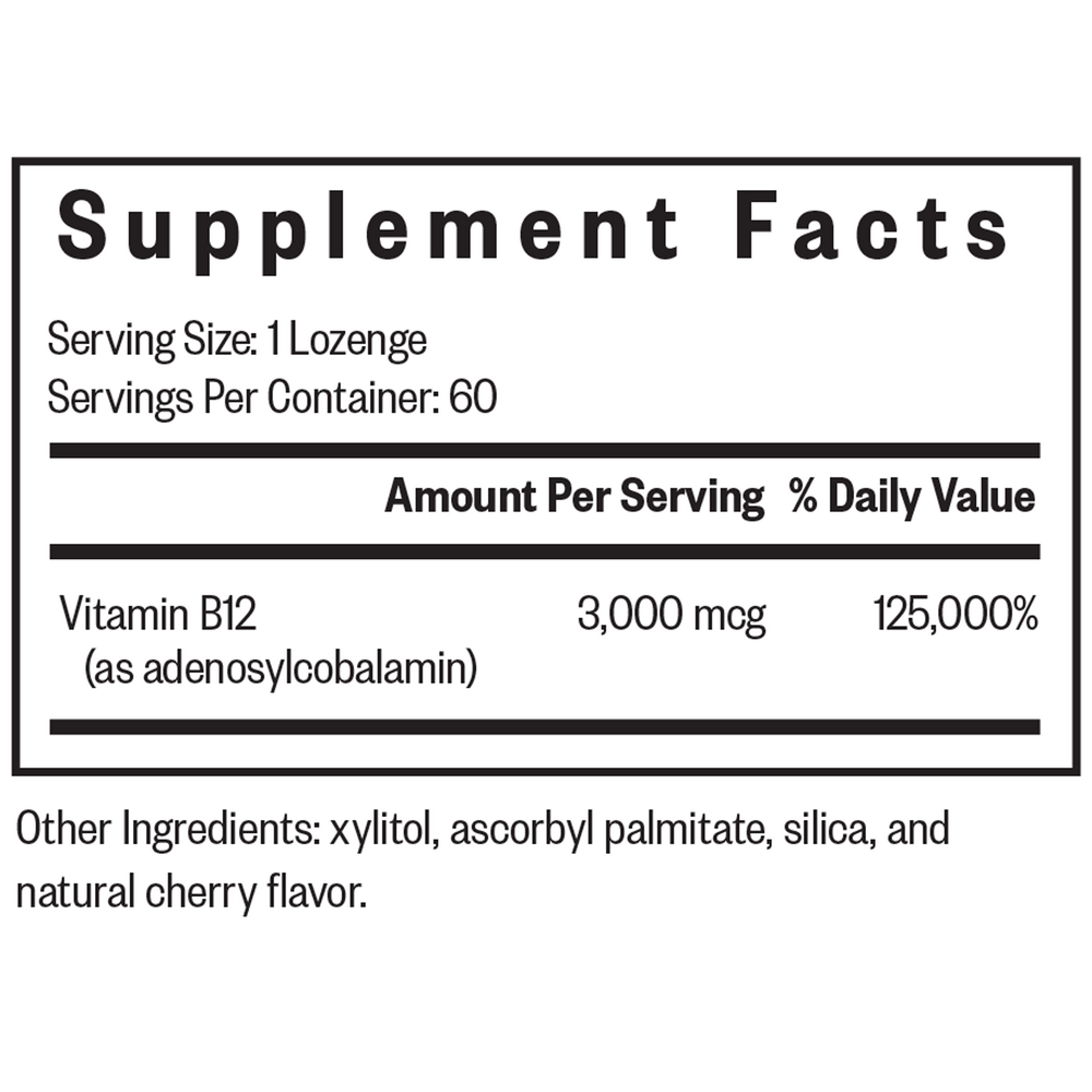 Adeno B12 Supplement Facts Label