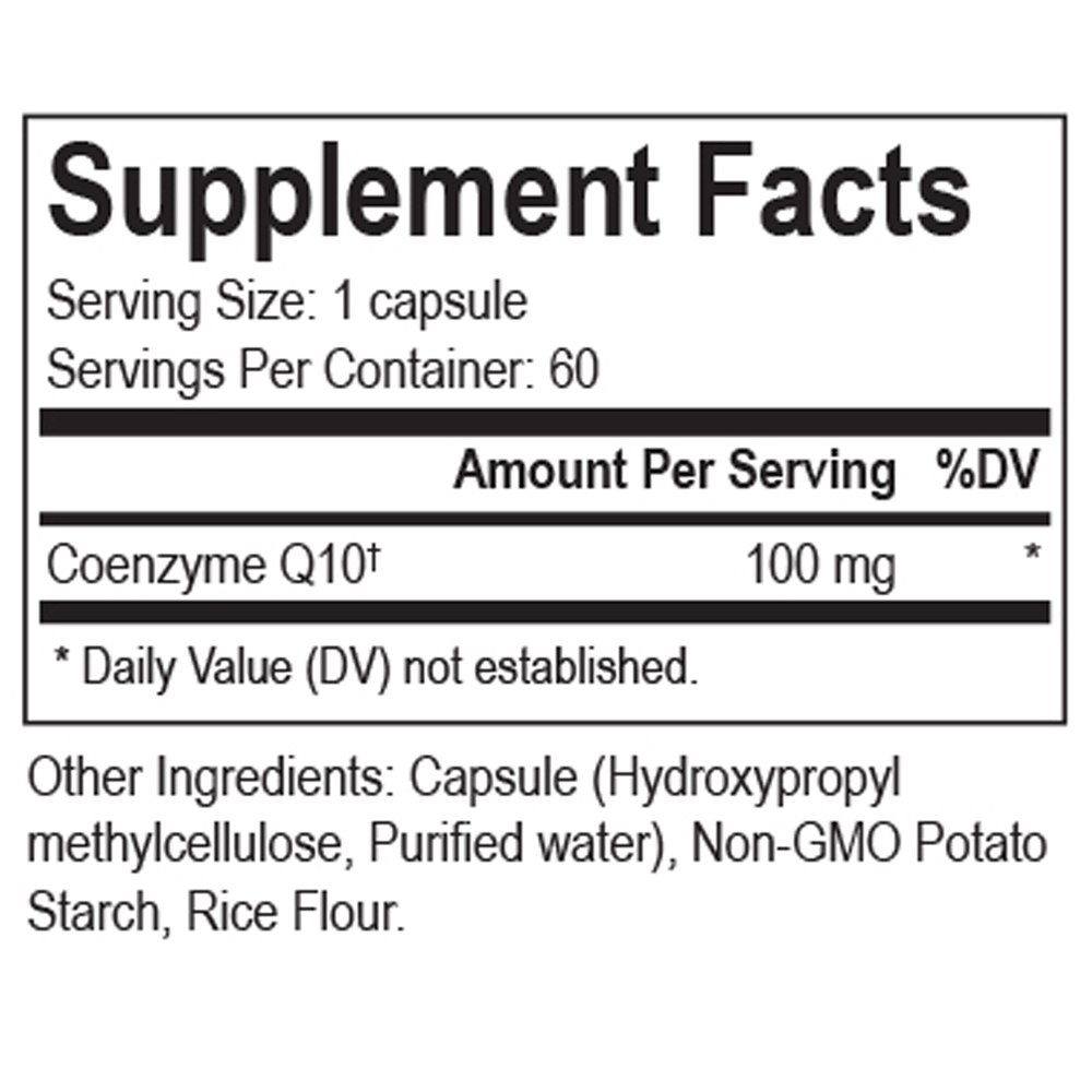 MicroActive CoQ10 Supplement Facts Label