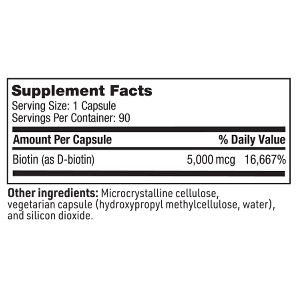 Biotin Supplement Facts Label