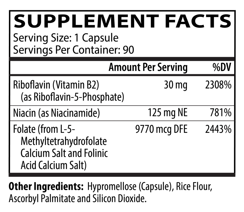 Methyl Folate Plus Supplement Facts Label