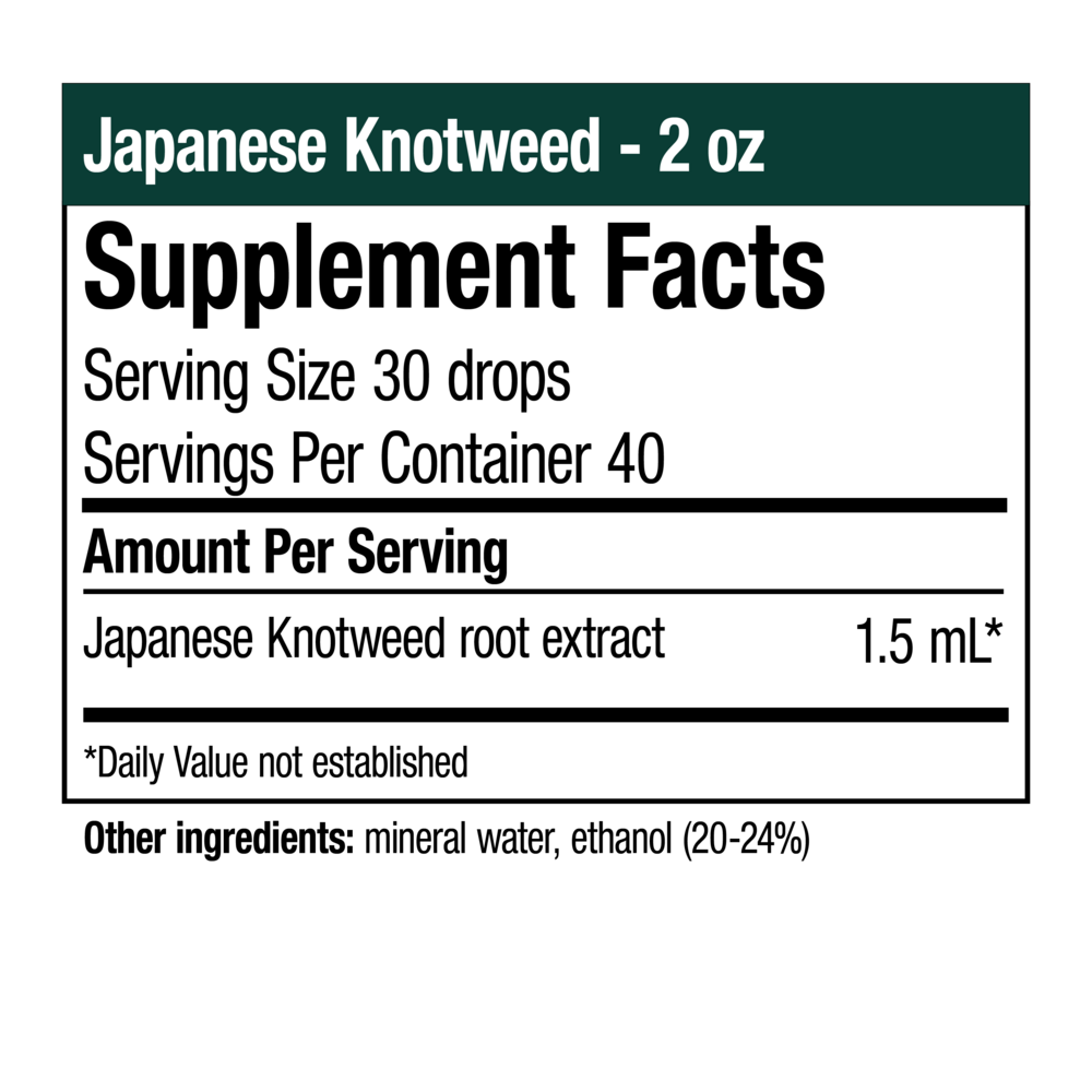 Japanese Knotweed Supplement Facts Label