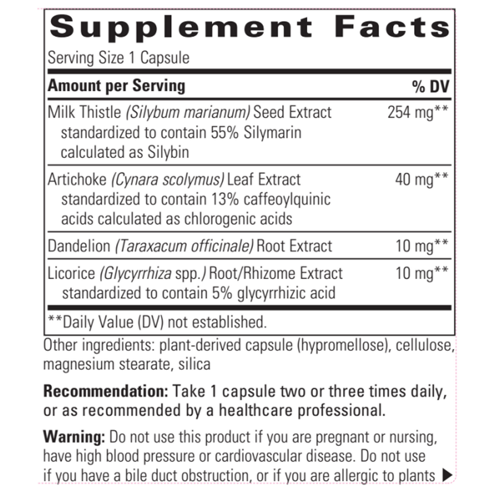 Super Milk Thistle X Supplement Facts Label