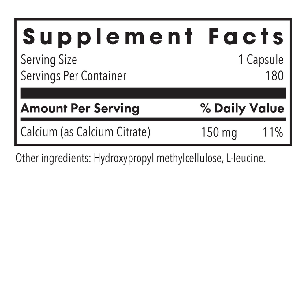 Calcium Citrate Supplement Facts Label