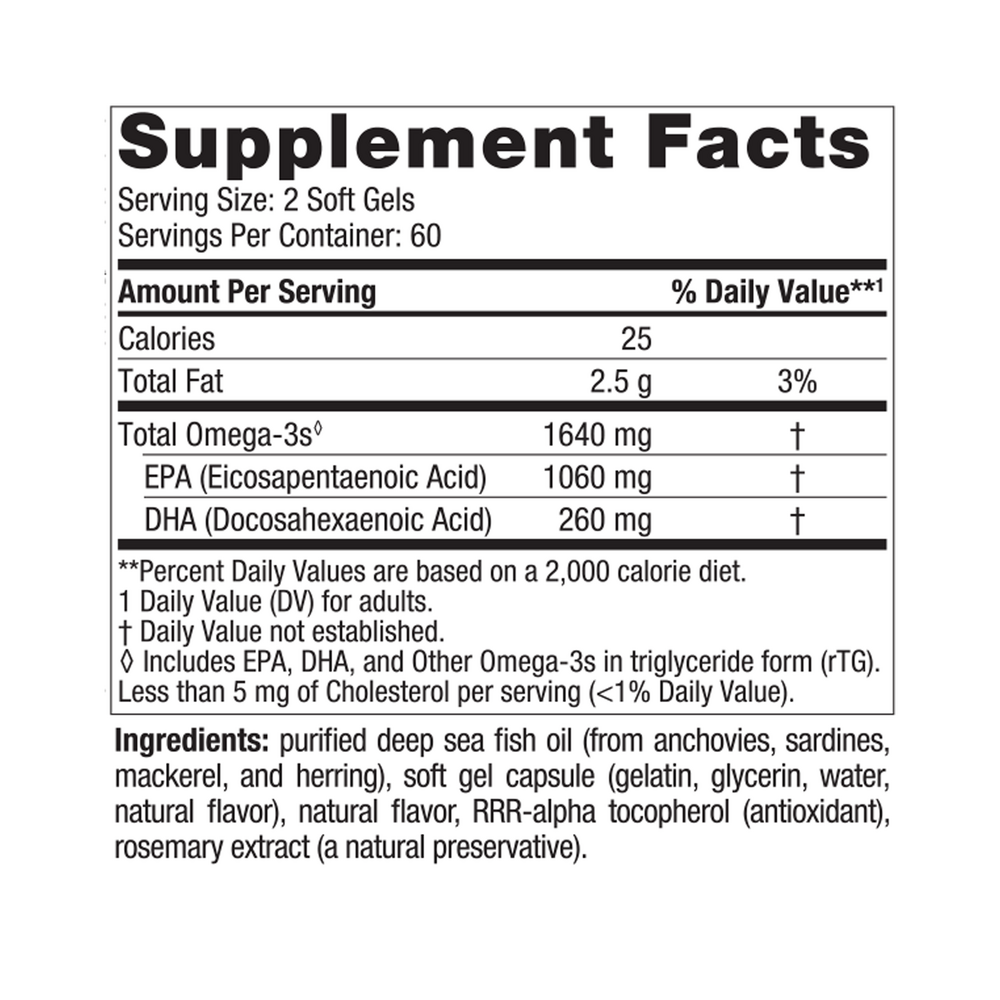ProEPA Xtra 120 Soft Gels Lemon Supplement Facts Label