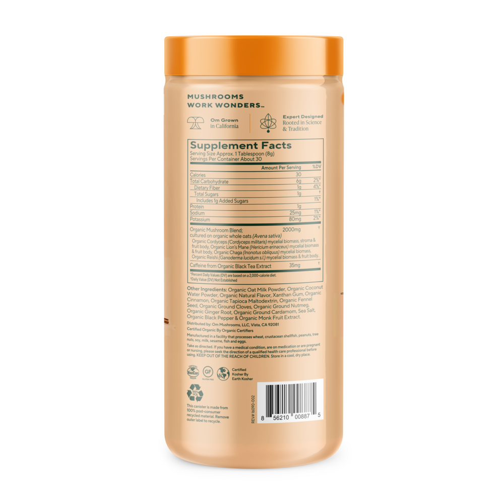 Vanilla Chai Latte Supplement Facts Label
