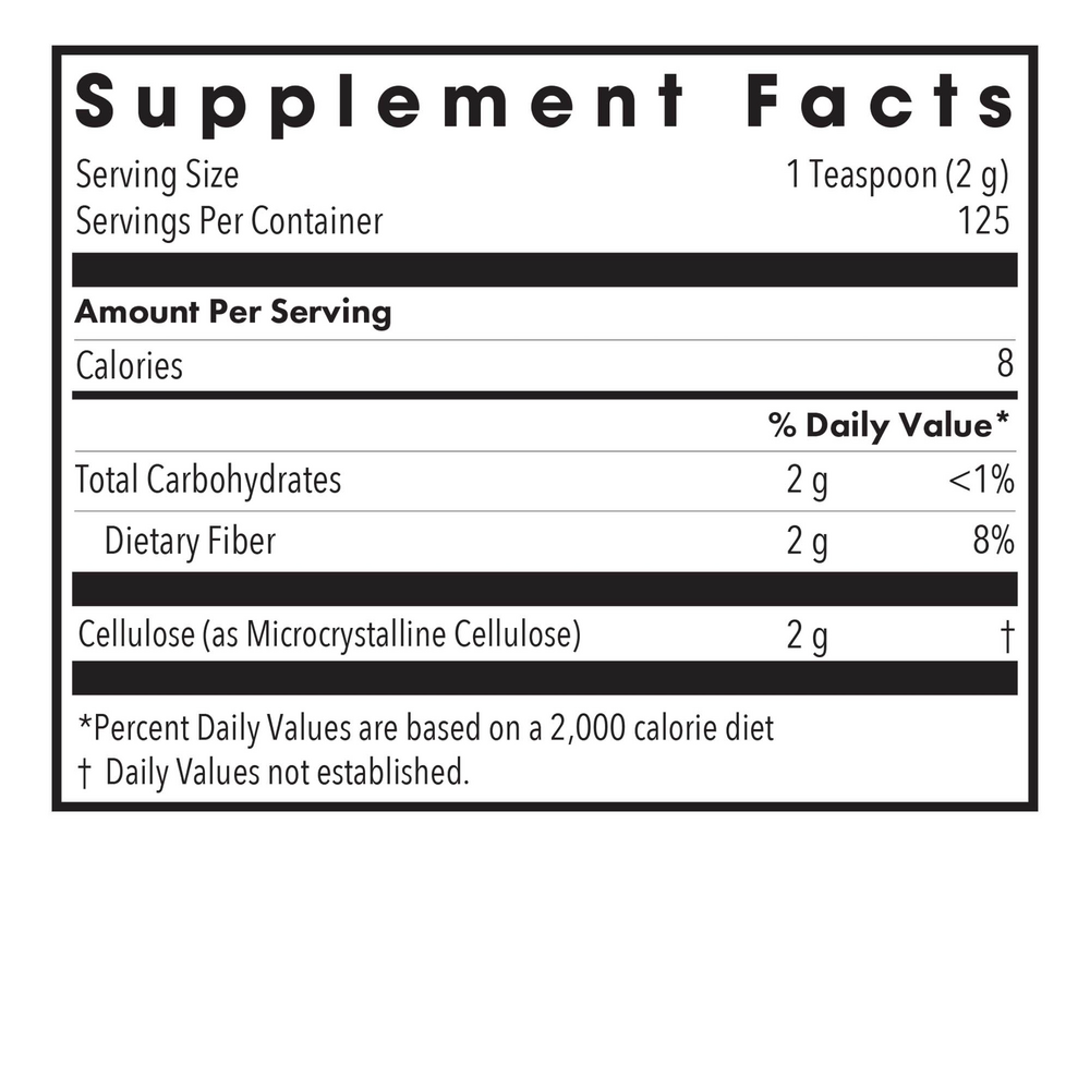Cellulose Powder Supplement Facts Label