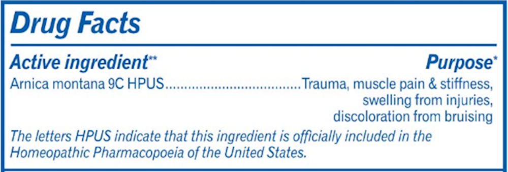 Arnicare Tablets Supplement Facts Label