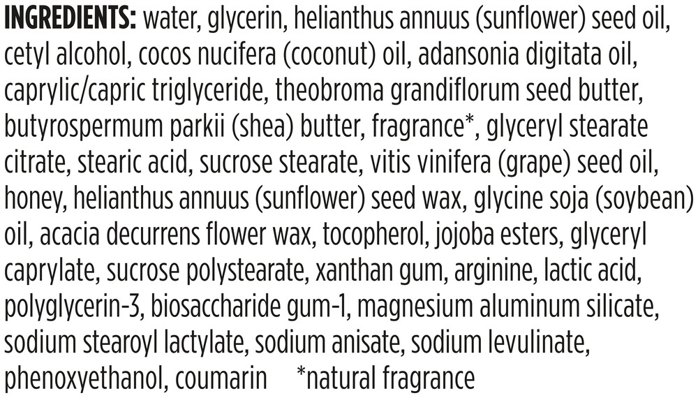 Hand Cream Honey & Grapeseed Supplement Facts Label
