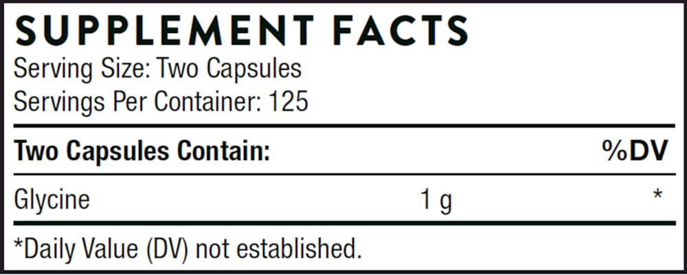Glycine Supplement Facts Label