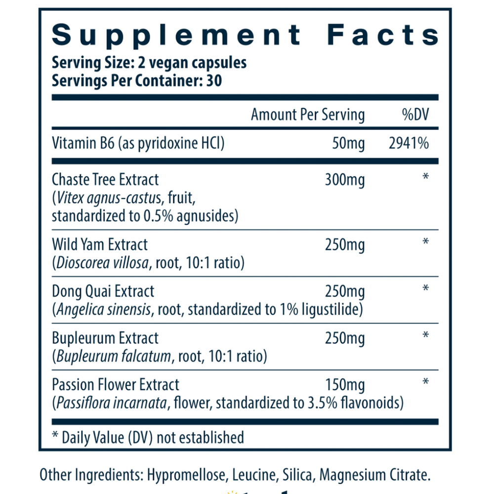 PMS Support Supplement Facts Label
