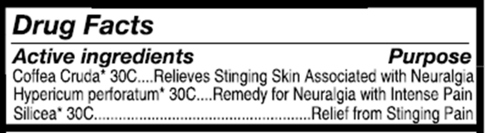 Nerve Pain Organic Supplement Facts Label