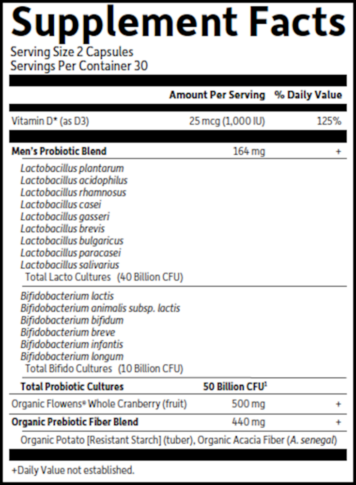 Dr. Formulated Prostate+ Supplement Facts Label