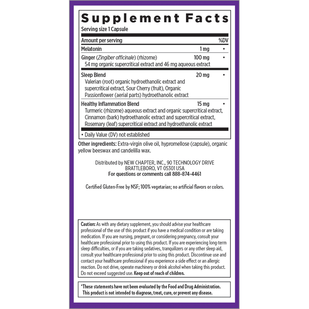 Restful Sleep and Pain Relief Supplement Facts Label