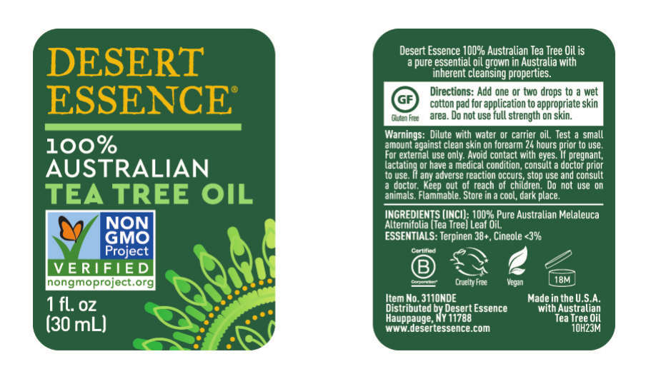 Tea Tree Oil 100% Australian Supplement Facts Label