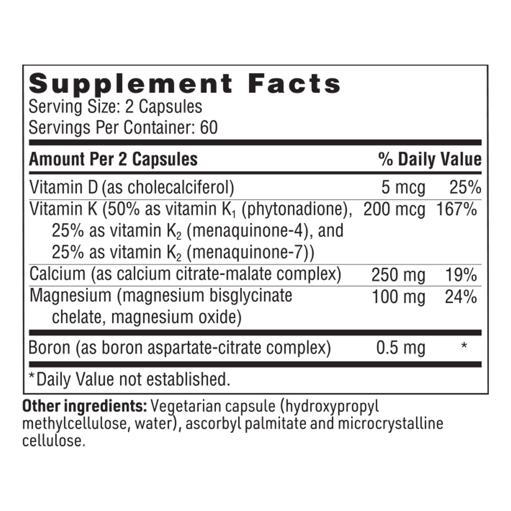 OsteoThera Supplement Facts Label