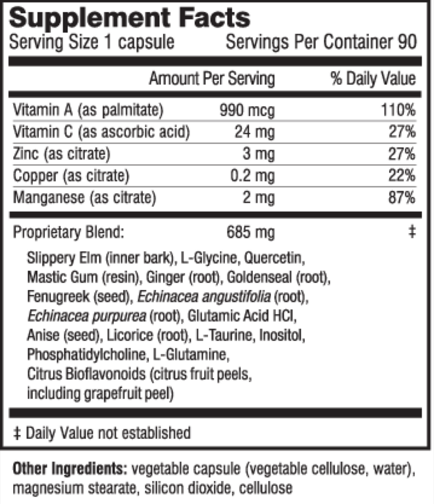 Inner Healing Supplement Facts Label