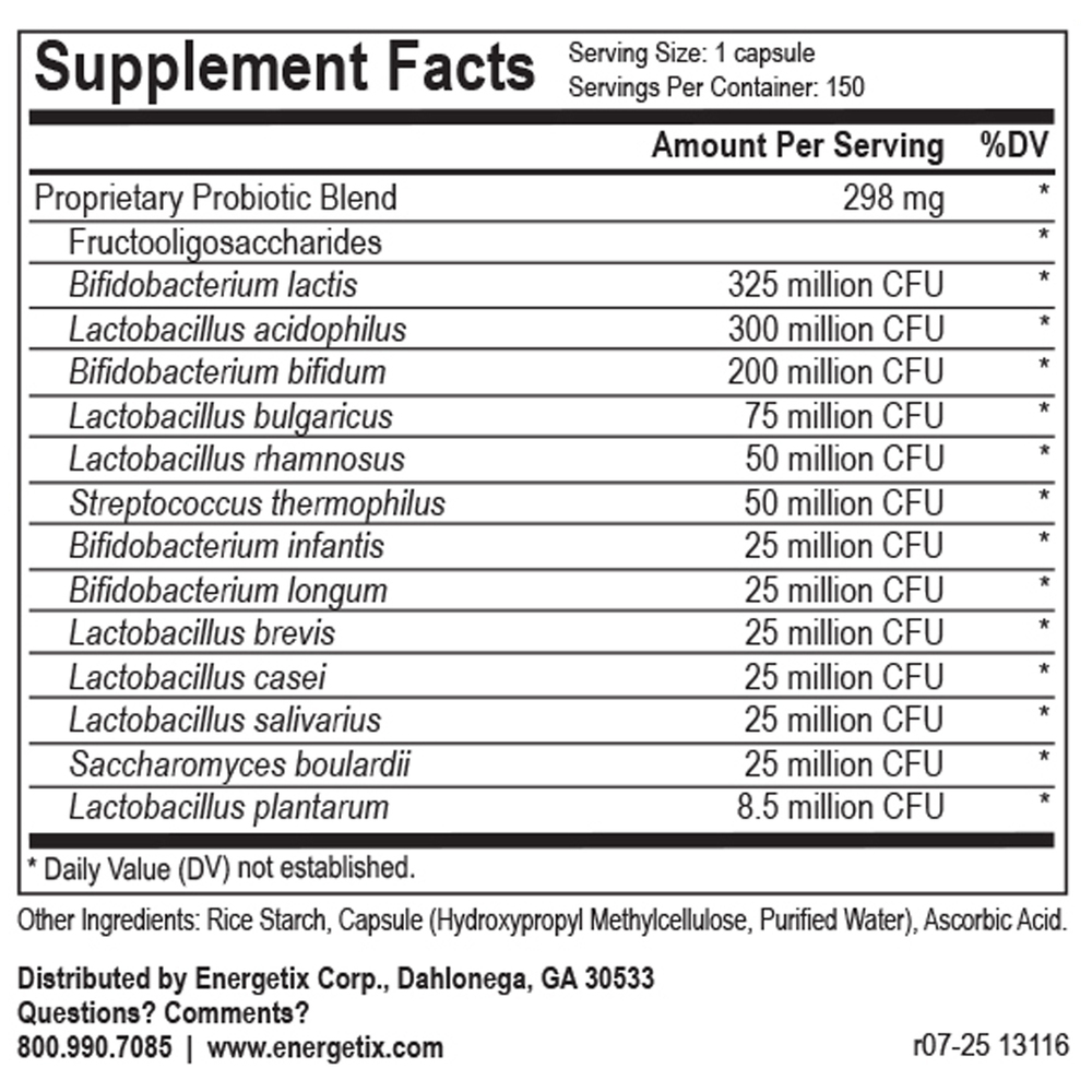 Flora 12+ 150 Count Supplement Facts Label