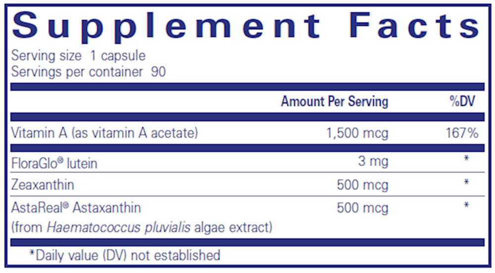 Vitamin A + Carotenoids Supplement Facts Label