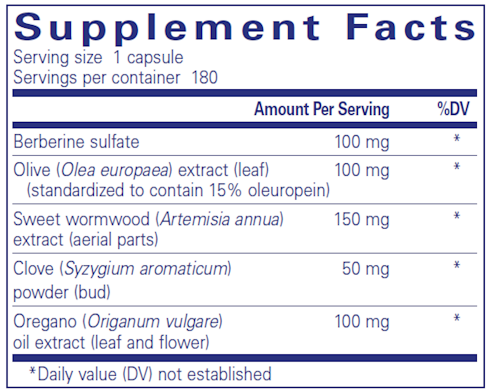 MicroDefense w/ Oregano Supplement Facts Label