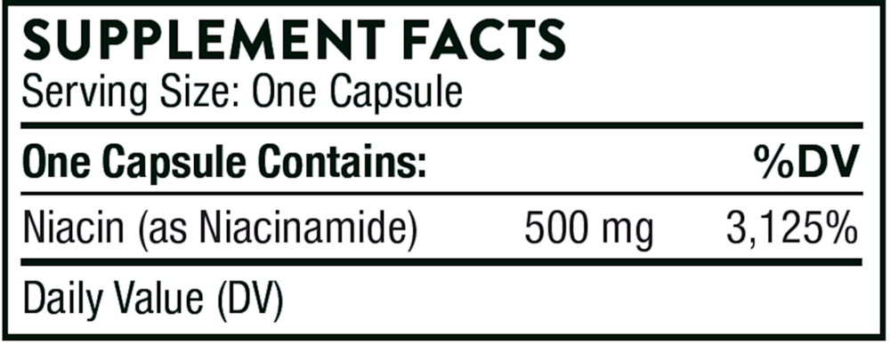 Niacinamide Supplement Facts Label