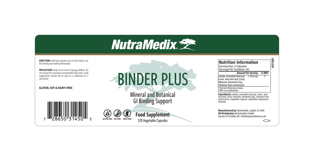 Binder Plus Supplement Facts Label