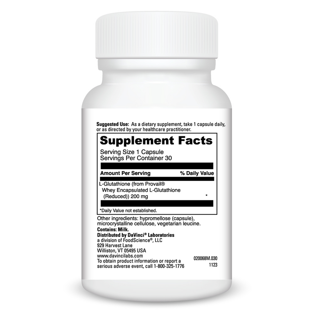 Glutathione Supplement Facts Label