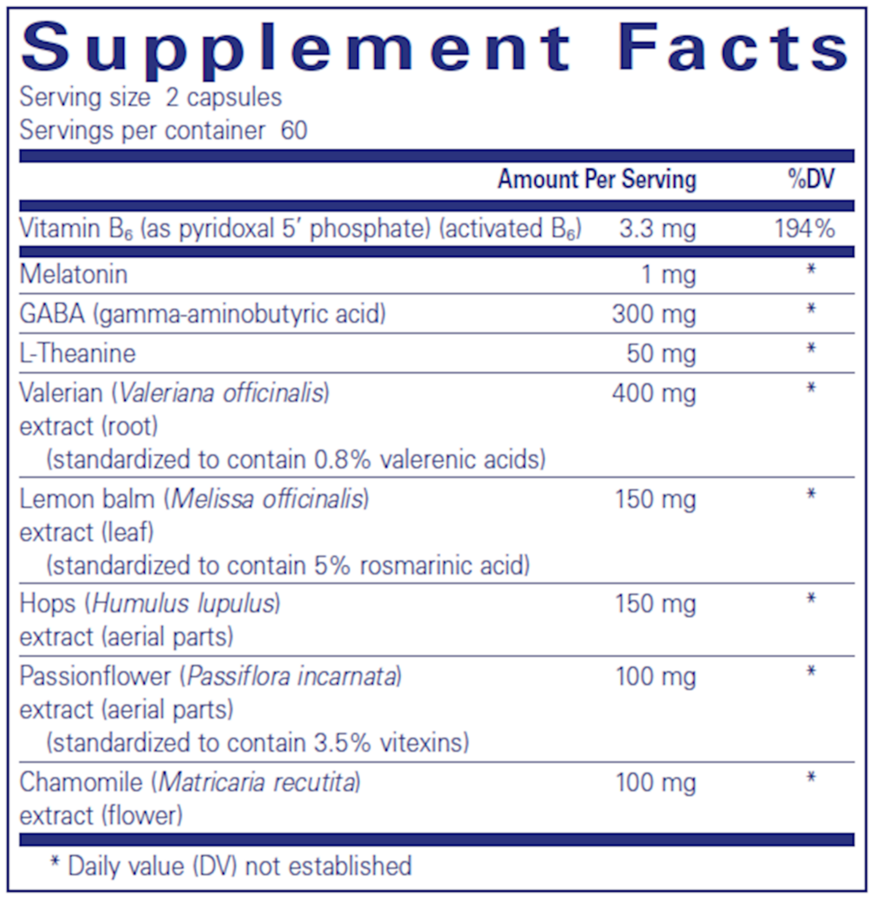 Best-Rest Formula Supplement Facts Label