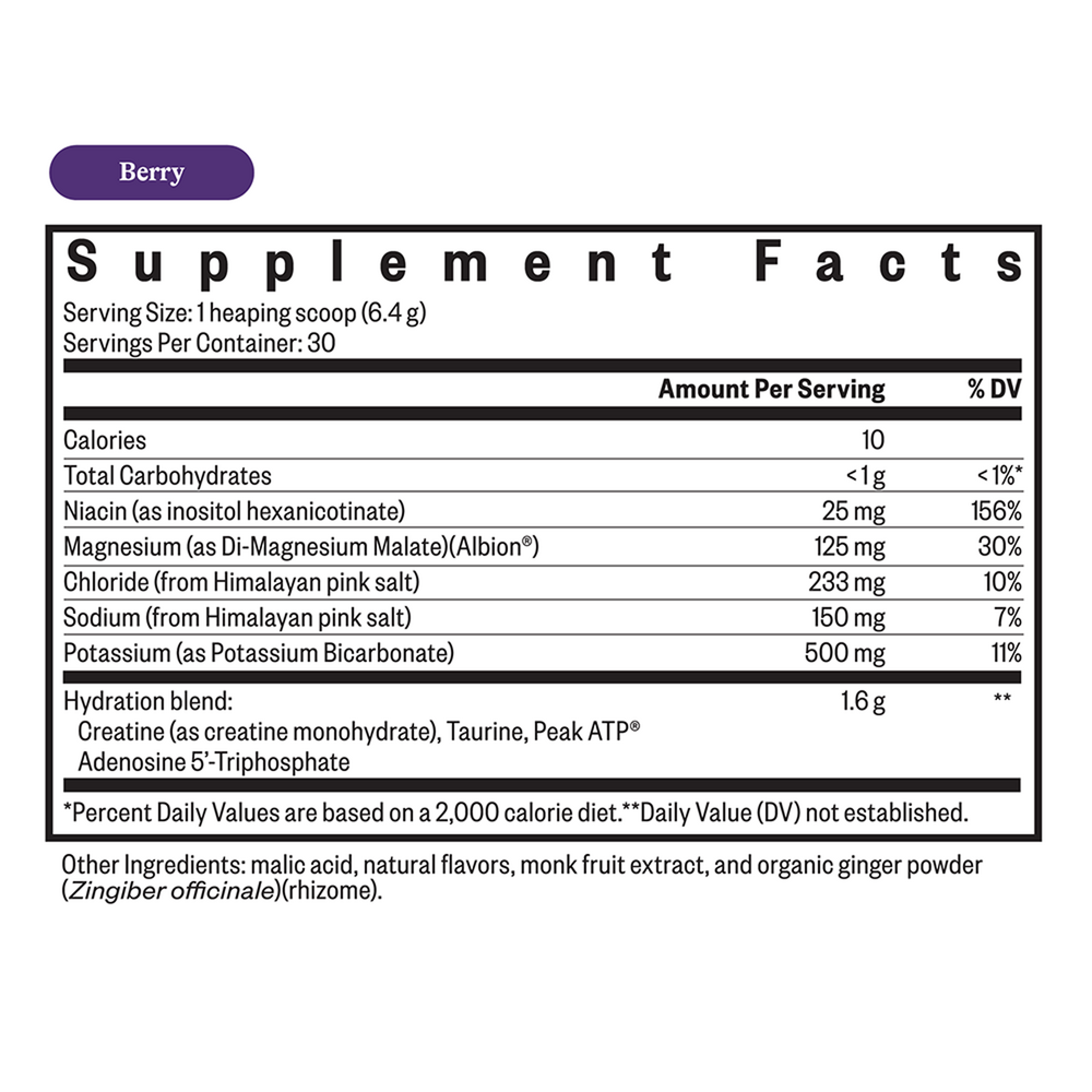 Optimal Electrolyte Berry Supplement Facts Label