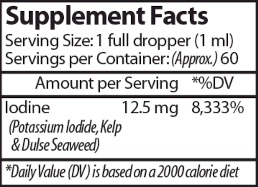 Liposomal Liquid Iodine Supplement Facts Label