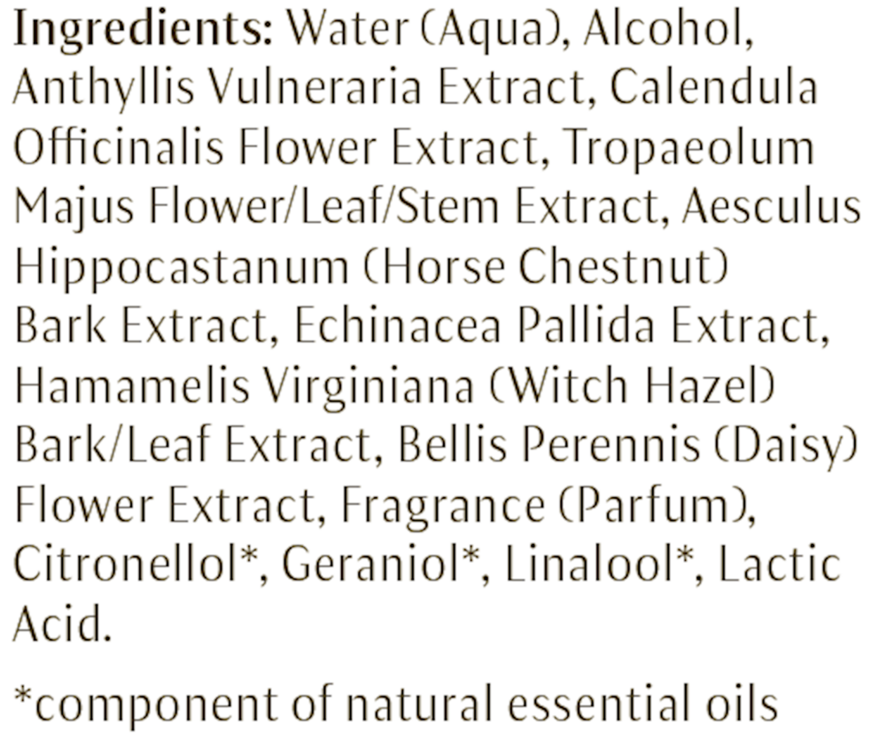 Clarifying Toner Supplement Facts Label