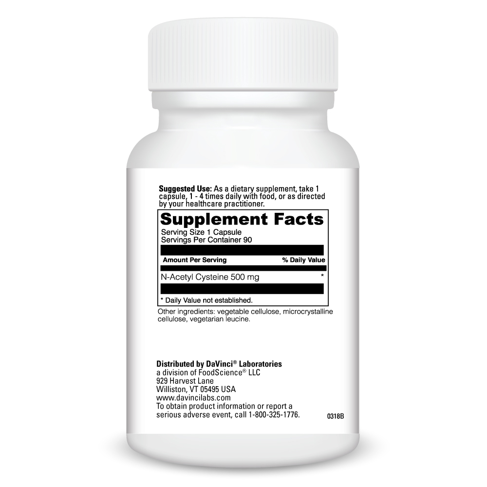 N-Acetyl Cysteine (NAC) 500mg Supplement Facts Label