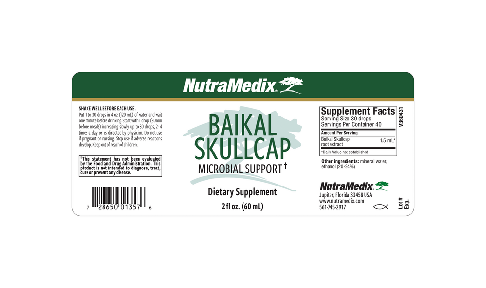 Baikal Skullcap Supplement Facts Label
