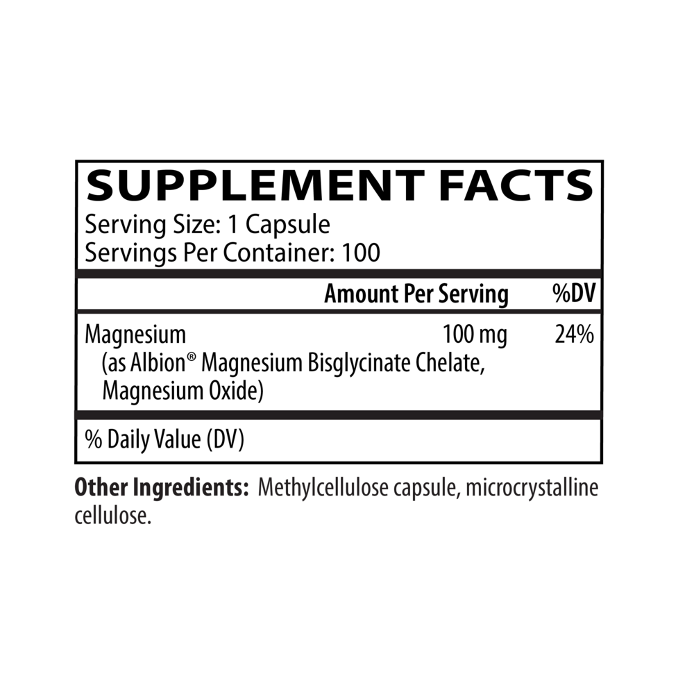 Magnesium Glycinate Complex Supplement Facts Label