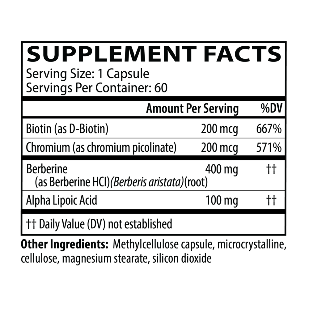 Berberine Complex Supplement Facts Label