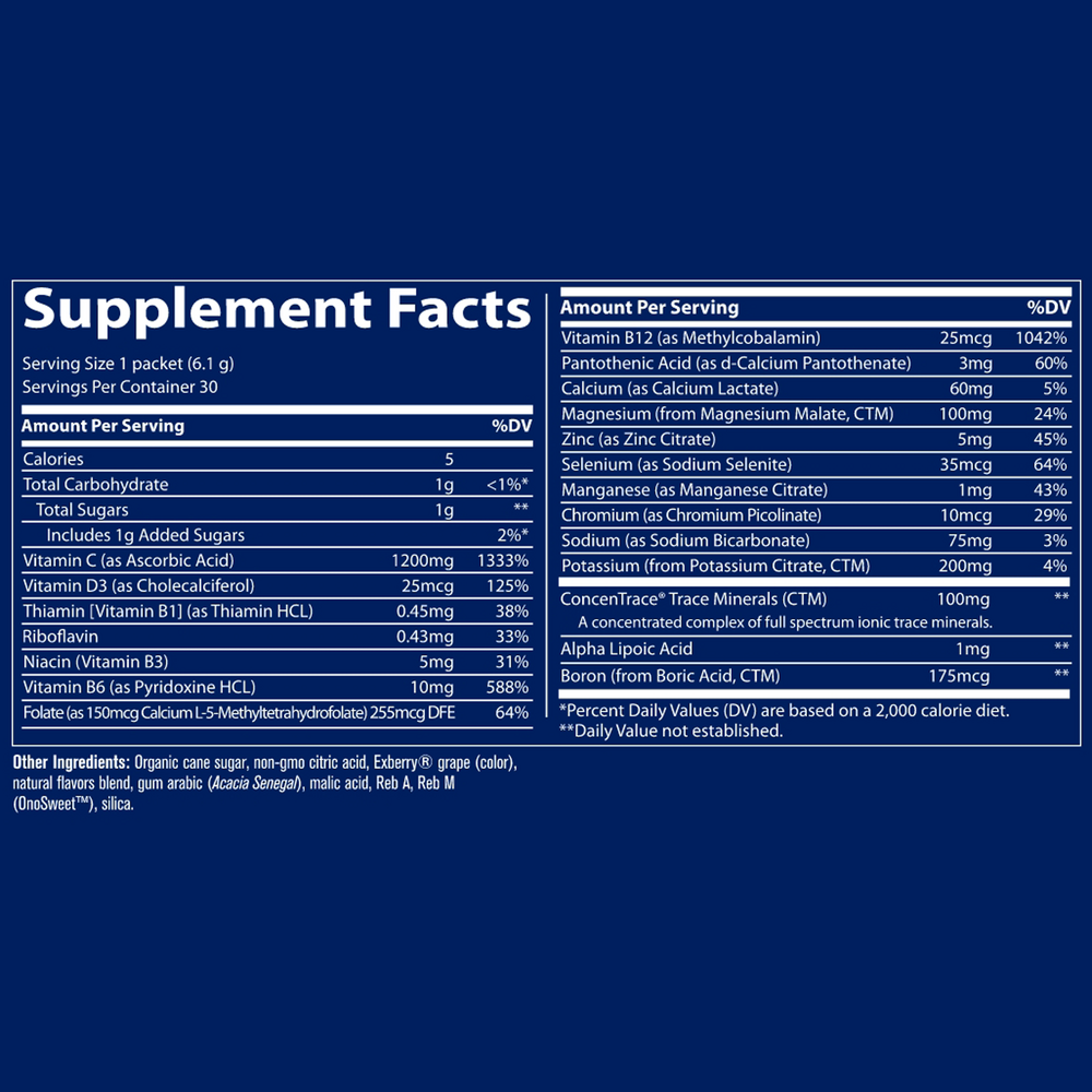 Power Pak Non-GMO Acai Berry Supplement Facts Label