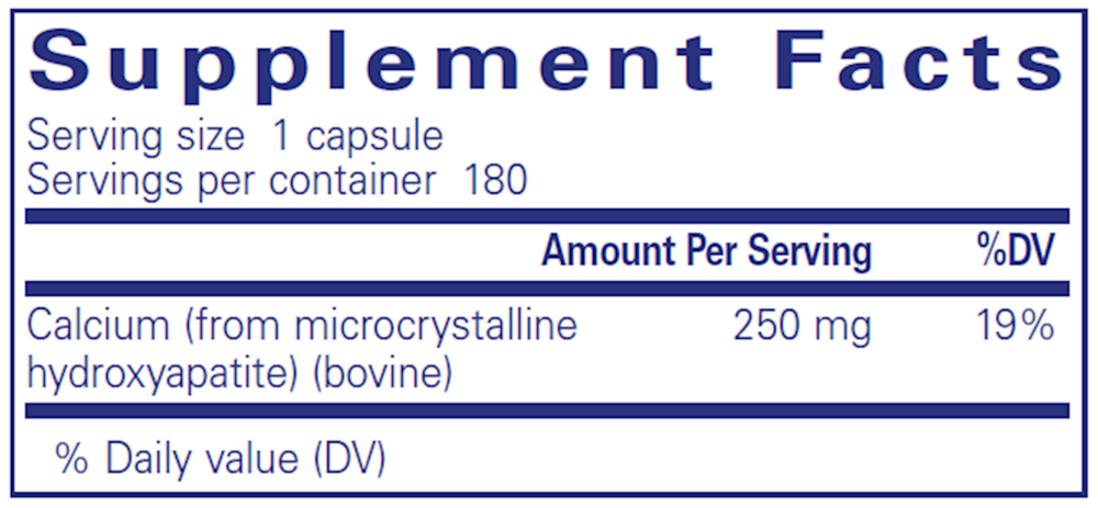 Calcium (MCHA) Supplement Facts Label