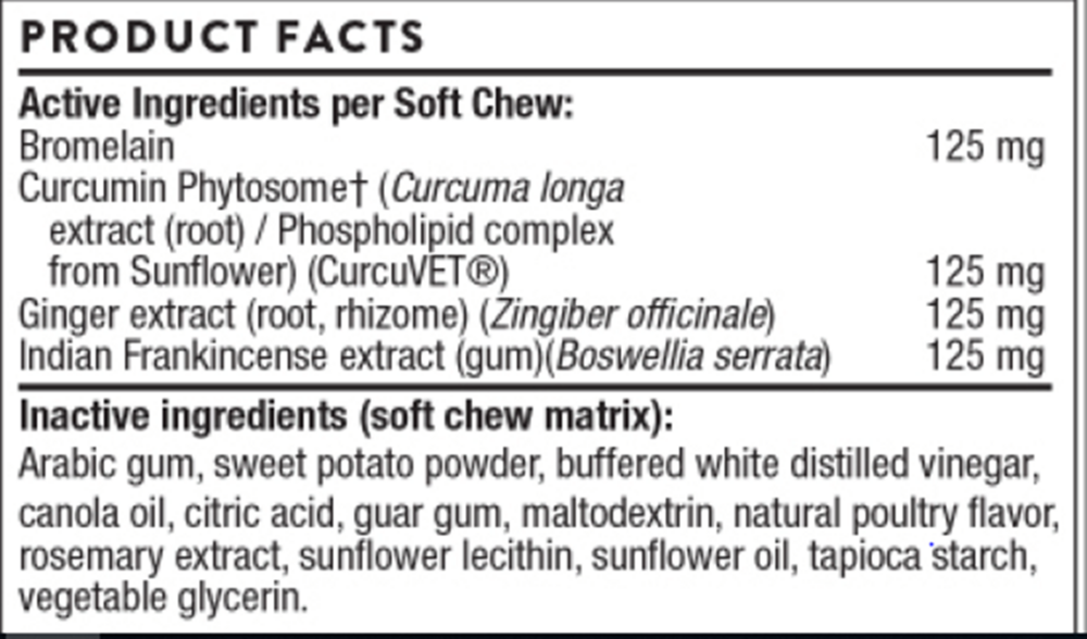 PhytoprofenVET Supplement Facts Label