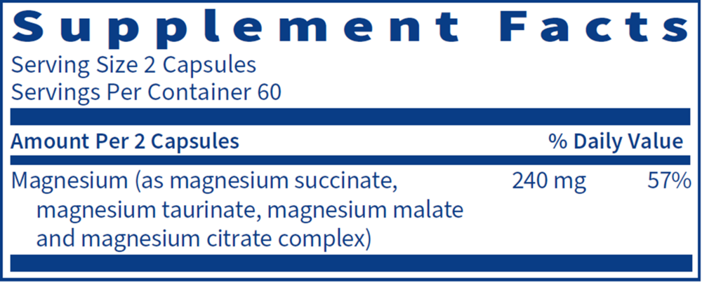 Mag Complete Supplement Facts Label